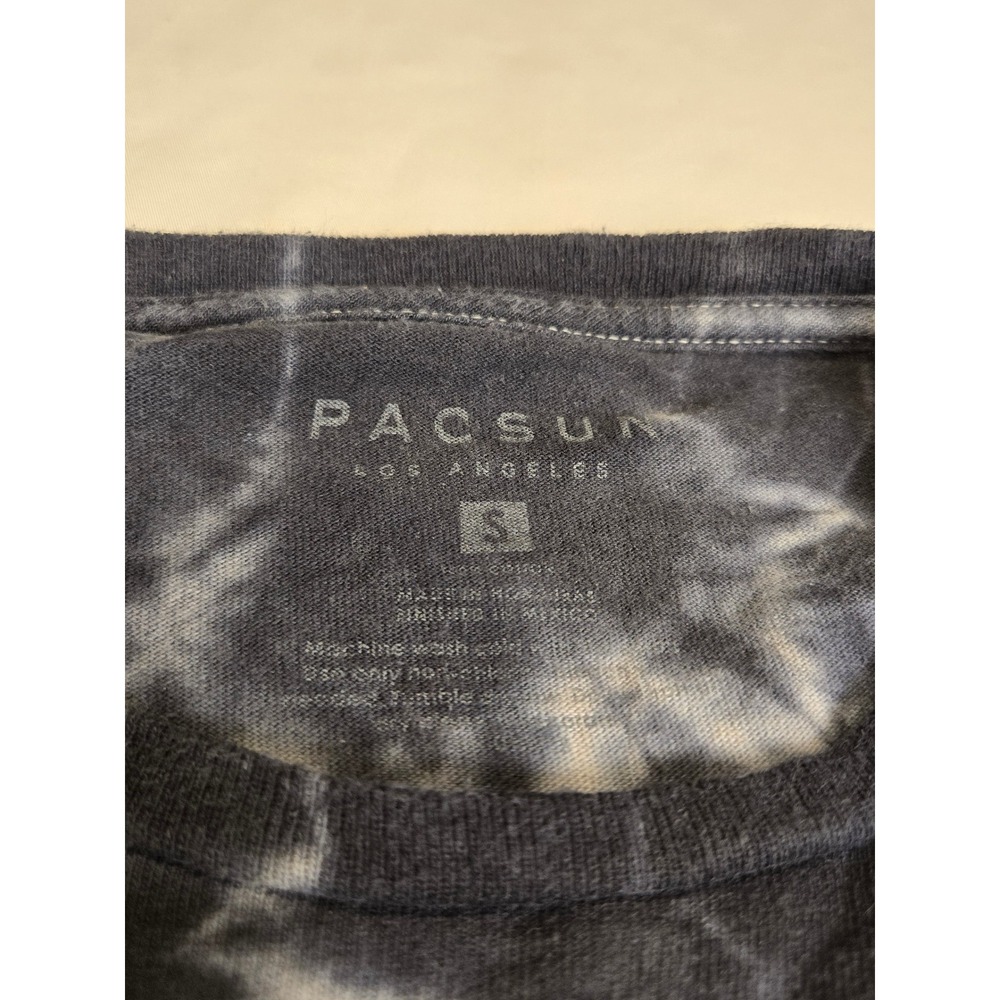PacSun Long Sleeve Shirt Mens Small Black White Tie Dye Excellent Decent Humans - Picture 3 of 5